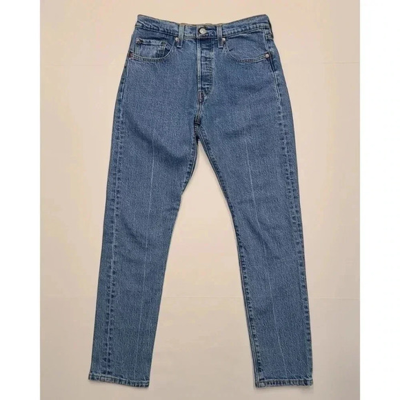 Levi's 501 S Skinny Straight Leg Jeans Blue Denim Button Fly Front 27 - Picture 3 of 16